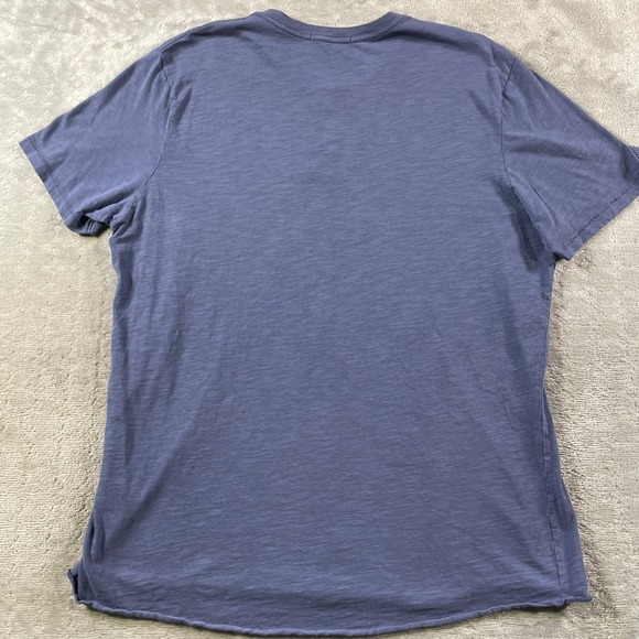 Marine Layer Mens Henley T Shirt Blue Cotton Blend Short Sleeve Size L - Picture 7 of 8